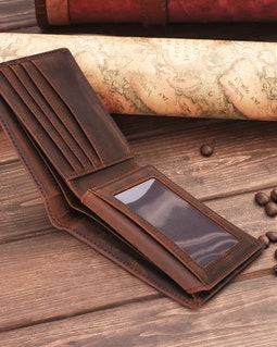 Personalized Leather RFID Wallet, Engraved Genuine Leather Custom Wallet, Anniversary Gift For Him, Husband, Boyfriend, Men, Father, Dad