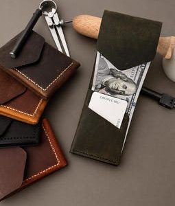 Leather Cash Wallet, Personalized Minimalist Leather Flap Wallet, Vertical Slim Front Pocket Wallet, Gift For Dad, Husband, Him, Men, Father