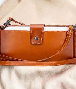 Minimalist Leather Crossbody Wallet, Compact Design (Handmade, Coin Pocket)