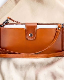 Minimalist Leather Crossbody Wallet, Compact Design (Handmade, Coin Pocket)