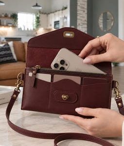 Personalized Leather Crossbody Wallet, Phone Purse for Women, Leather Clutch Wallet with Card Slots, Small Shoulder Bag, Shoulder Clutch