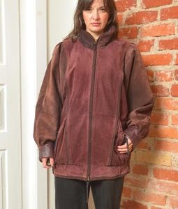 Vintage 80s Burgundy Suede Leather Jacket Oversized Puff Sleeve Coat Large